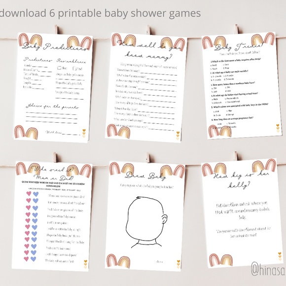 Printable baby shower games pack of 6 - Picture 1 of 7